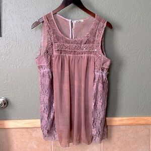 The Buckle tank top, dusky purple color, accents, sheer back